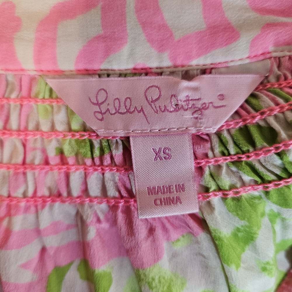 Lilly Pulitzer Elsa Silk Top Home Slice Pink Pineapple XS - Picture 12 of 15